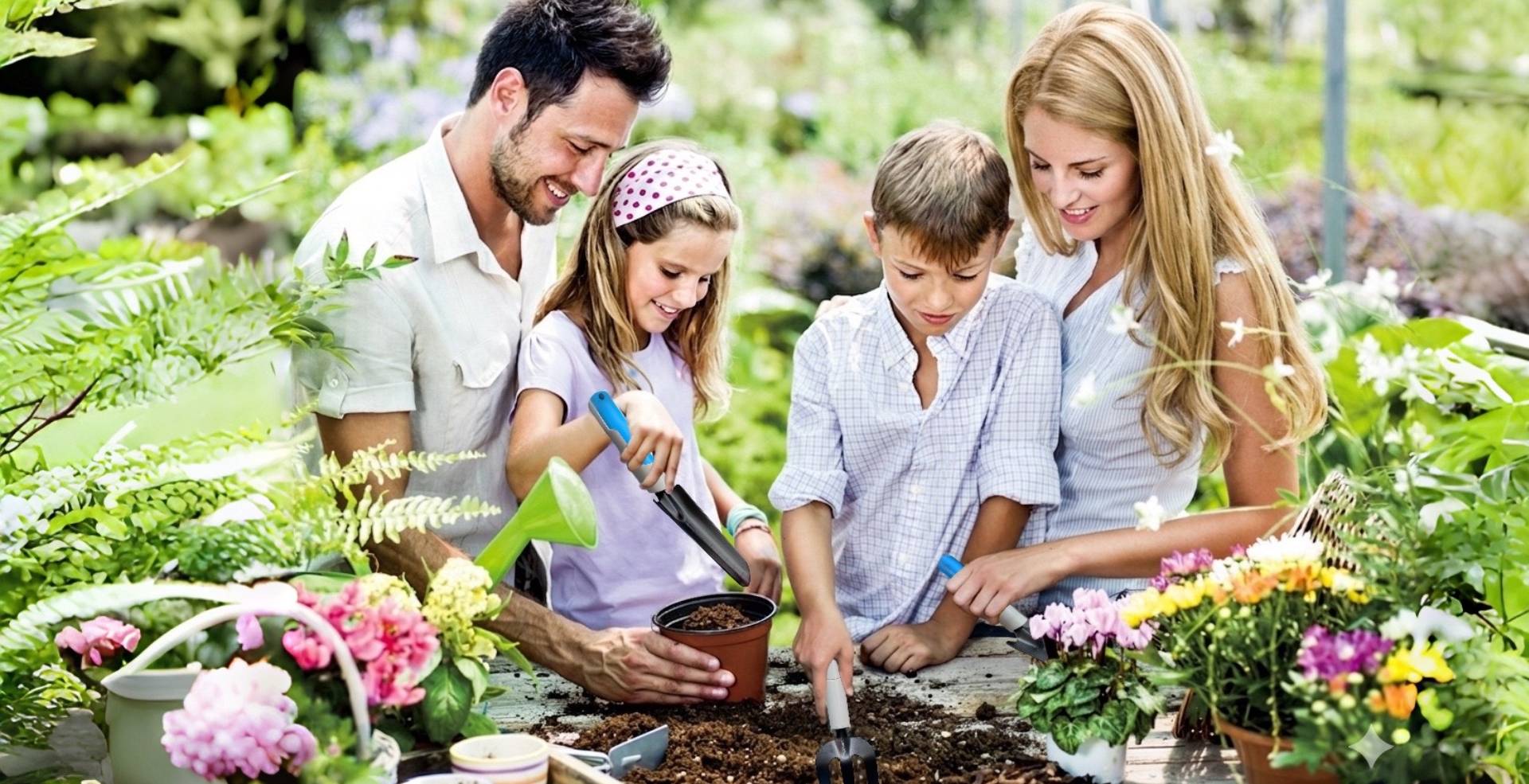 Familie beim Gärtnern 🌱