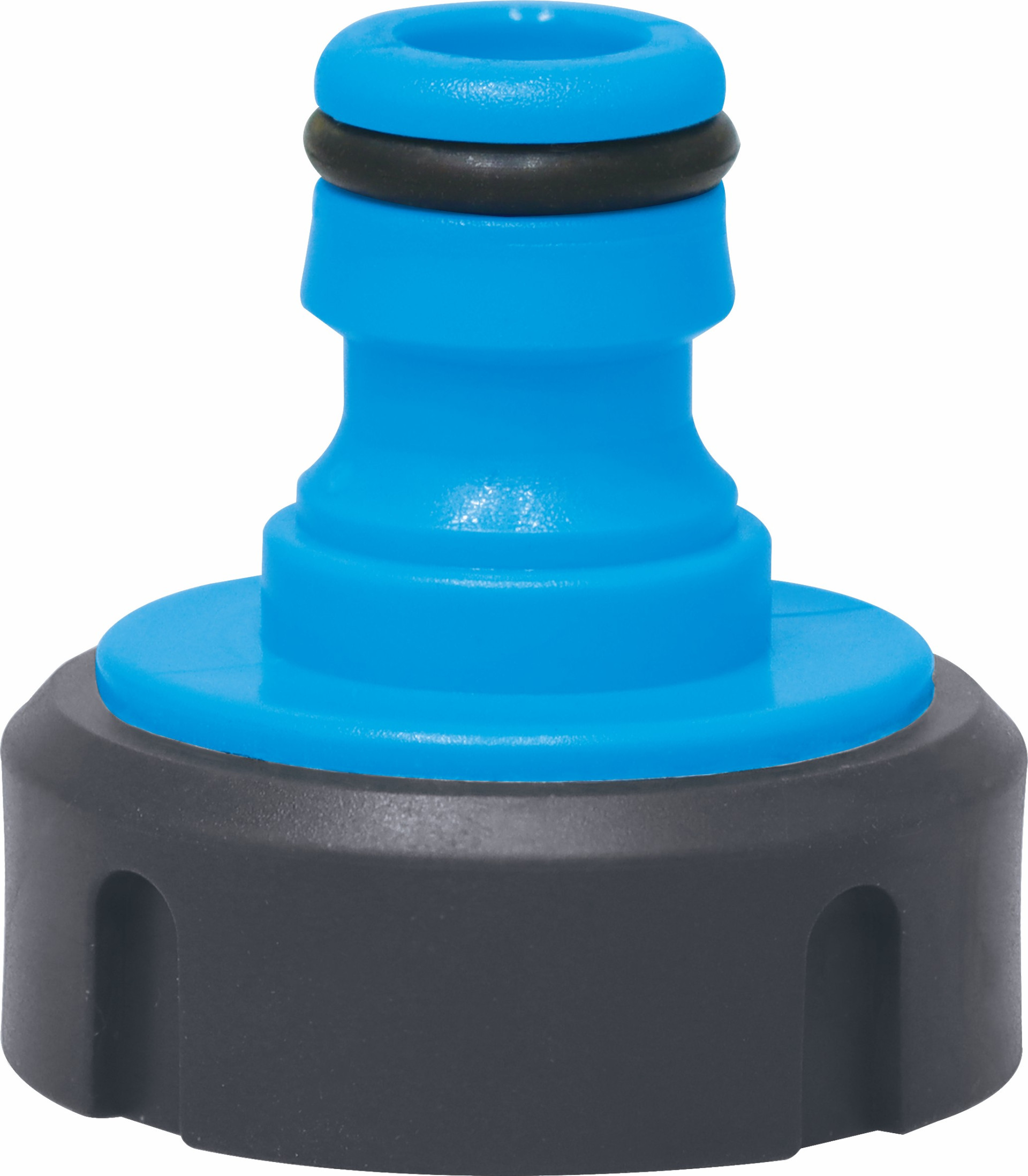 Tap connector with male hose adaptor and non-slip rubber grip